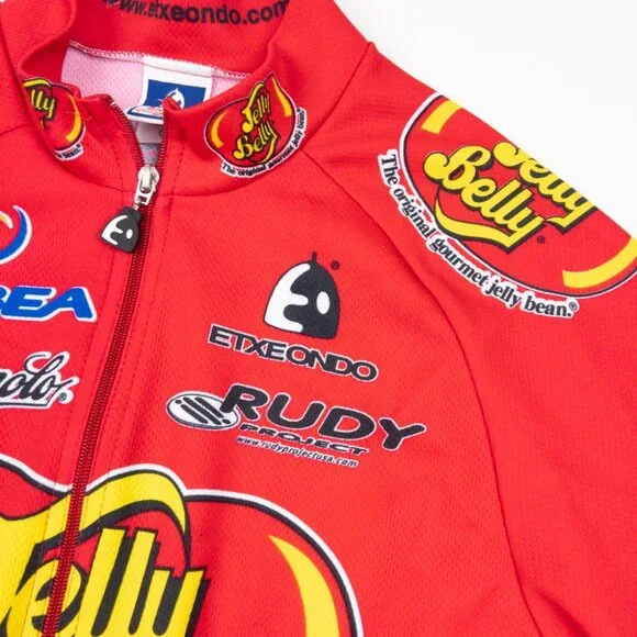 Jelly Belly Cycling Jersey Men's XL Red Full Zip Candy Pro Team Etxeondo - Picture 5 of 13